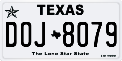 TX license plate DOJ8079