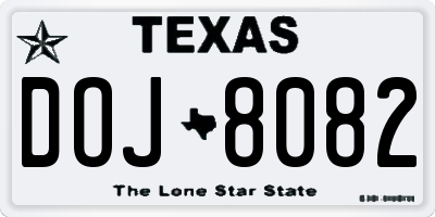 TX license plate DOJ8082