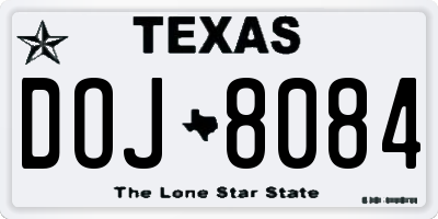 TX license plate DOJ8084