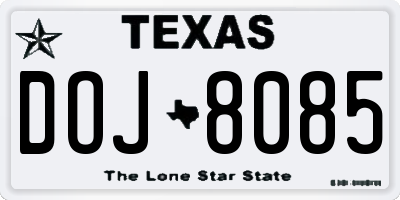 TX license plate DOJ8085