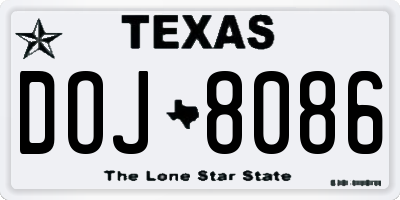TX license plate DOJ8086