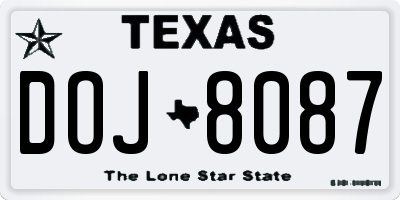 TX license plate DOJ8087