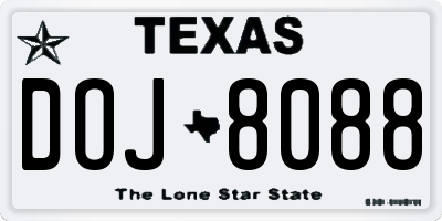 TX license plate DOJ8088