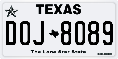 TX license plate DOJ8089