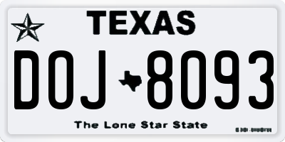 TX license plate DOJ8093