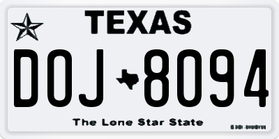 TX license plate DOJ8094