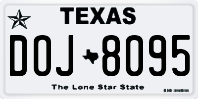 TX license plate DOJ8095