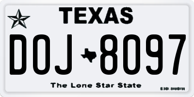 TX license plate DOJ8097