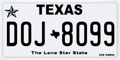 TX license plate DOJ8099