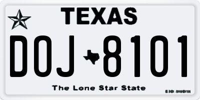 TX license plate DOJ8101