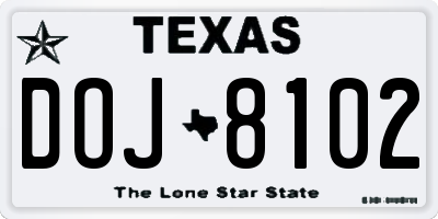 TX license plate DOJ8102