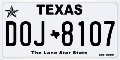 TX license plate DOJ8107