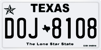 TX license plate DOJ8108