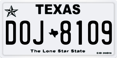 TX license plate DOJ8109