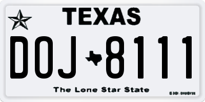 TX license plate DOJ8111