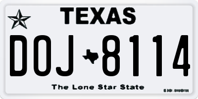 TX license plate DOJ8114