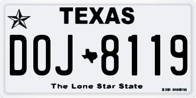 TX license plate DOJ8119