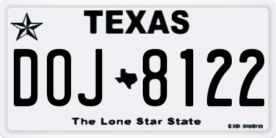 TX license plate DOJ8122