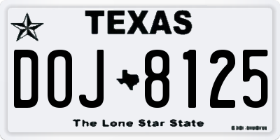 TX license plate DOJ8125