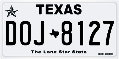 TX license plate DOJ8127