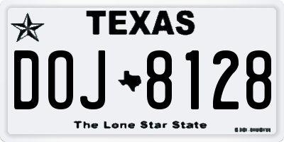 TX license plate DOJ8128
