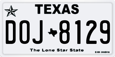 TX license plate DOJ8129