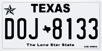 TX license plate DOJ8133