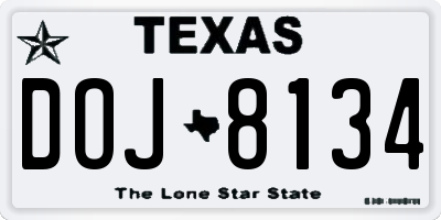 TX license plate DOJ8134