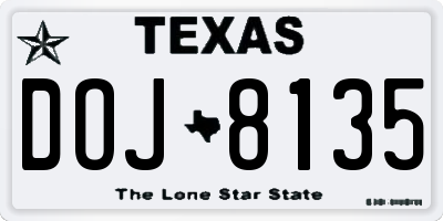 TX license plate DOJ8135