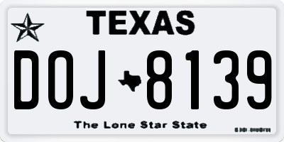 TX license plate DOJ8139