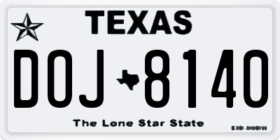 TX license plate DOJ8140