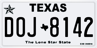 TX license plate DOJ8142
