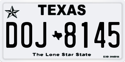 TX license plate DOJ8145