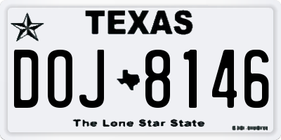 TX license plate DOJ8146