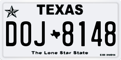 TX license plate DOJ8148