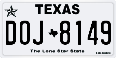 TX license plate DOJ8149