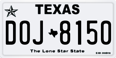 TX license plate DOJ8150