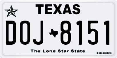 TX license plate DOJ8151
