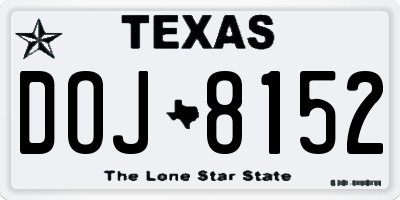 TX license plate DOJ8152