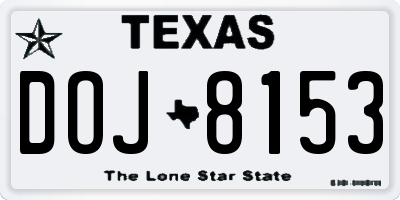 TX license plate DOJ8153