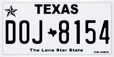 TX license plate DOJ8154