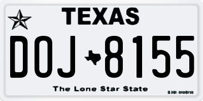 TX license plate DOJ8155