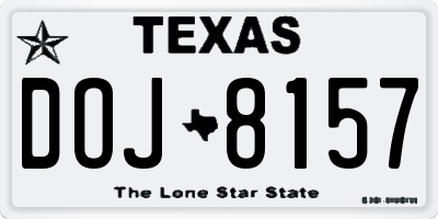 TX license plate DOJ8157