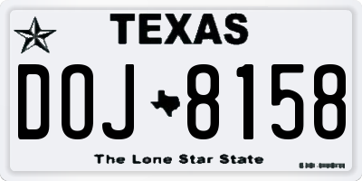 TX license plate DOJ8158