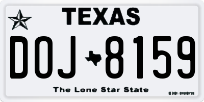 TX license plate DOJ8159