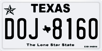 TX license plate DOJ8160