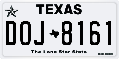 TX license plate DOJ8161