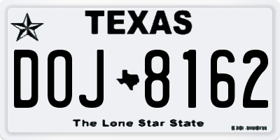 TX license plate DOJ8162
