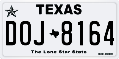 TX license plate DOJ8164