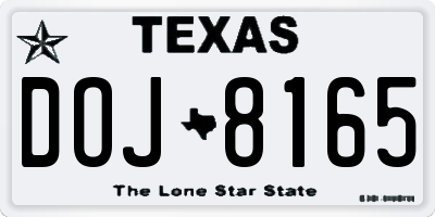 TX license plate DOJ8165